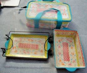 Cwe-bt6-787693 Temptations Temp-tations By Tara Old World 2.5 Quart Bakeware Wire Rack Tray Lid Carrier Set