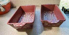 F356 Temptations Pair 2 Carved Old World 1.5 Q Loaf Pans 10.25 Inch X 6