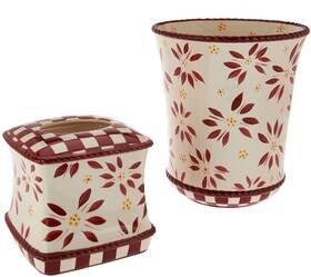 H209085 Temptations Temp-tations Old World Tissue And Trashcan Set Cranberry