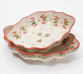 H220168-oc5 Temptations Temp-tations Set Of 2 Nesting Bakers-casserole Dish Diamond Festivefetti H220168