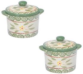 H308159 Temptations Temp-tations Set Of 2 Ramekins W Lids Old World Green T48962
