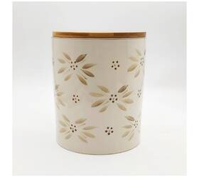 H388665 Temptations Temp-tations 3 Quart Canister Wood Lid W Gasket Old World Taupe