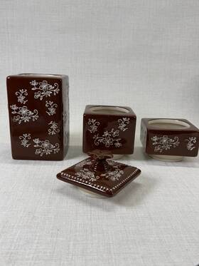 Hld-842035 Temptations Temp-tations By Tara Brown Floral Lace 3 Stackable Canisters Set 1 Lid Hld-842035 Temptations Temp-tations By Tara Brown Floral Lace 3 Stackable Canisters Set 1 Lid