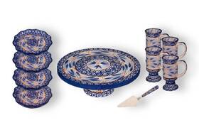 K25625 Temptations Temp-tations By Tara Old World Blue 10-pc. Dessert And Entertaining Set New Open