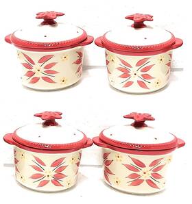 K46028 Temptations Temp-tations 4 Pc Ramekins 8oz W Lid Round Mini Bakers Single Serve Red K46028 Temptations Temp-tations 4 Pc Ramekins 8oz W Lid Round Mini Bakers Single Serve Red