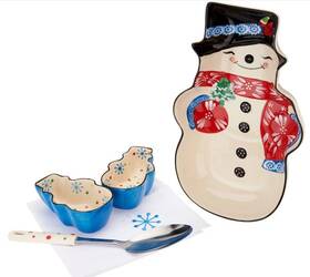 K46944 Temptations Temp-tations 2 Quart Baker/bowl Ramekins For Salad Fruit Bojingles Snowman