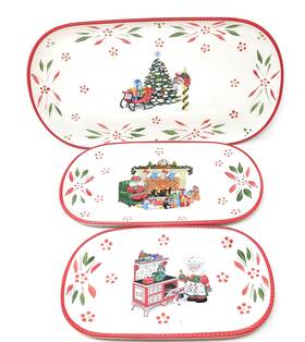 K49334 Temptations Temp-tations S/3 Oval Serving Trays Cookie Sheet Platter Appetizer Plate