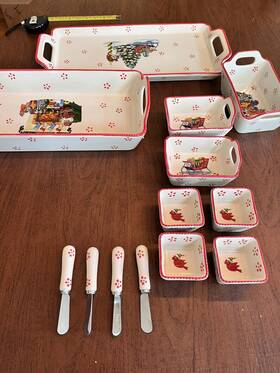 K50614 Temptations Temp-tations Christmas Santa Cardinal 13 Pc Bake And Serve Set Pans Tray New K50614 Temptations Temp-tations Christmas Santa Cardinal 13 Pc Bake And Serve Set Pans Tray New
