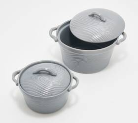Kk51546 Temptations K51546 Temp-tations Woodland Set Of 2 Round Bakers With Dome Lids Gray Kk51546 Temptations K51546 Temp-tations Woodland Set Of 2 Round Bakers With Dome Lids Gray