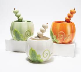 K51909 Temptations Temp-tations Seasonal Set Of 3 Ramekins With Pocket Spreader Harvest