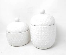 T49803 Temptations K82327 Temp-tations Set Of 2 Canisters Seal Not Air Tight Bee Lieve White