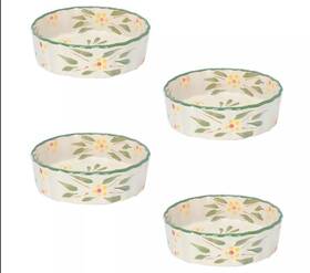 K86084 Temptations Temp-tations Set Of 4 Mini Quiche Bakers Old World Green