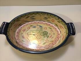 Kfi-733248 Temptations Ovenware Old World Confetti Blue / Green 1.5 Quart Casserole Dish