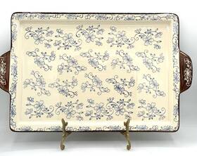 Kfi-736663 Temptations Temp-tations By Tara Floral Lace Pattern Serving Tray Bar Pan 15 X 10 Oven Safe