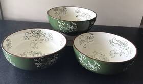 Kfi-xng-289678 Temptations Temp-tations By Tara Green Floral Lace 18 Oz Bowl Set Of 3
