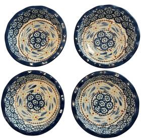 Kfi-xng-748466 Temptations Set Of 4 Temp-tations By Tara Old World Blue Bakers Mini Pie 5 Inch Individual Bowls