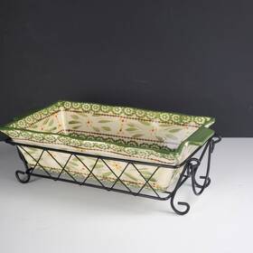 Kfi-xng-749411 Temptations Temp-tation Old World 10 Inch X6 1.7 Quart Ceramic Ovenware Bakeware Rack