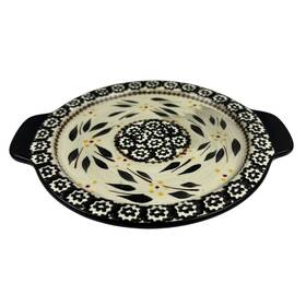 Kfi-xng-759971 Temptations By Tara Old World Black Ceramic Round Serving Platter 8.5 Inch X 7.25