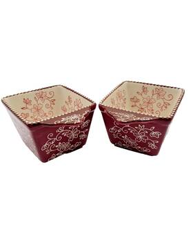 Kfi-xng-772788 Temptations Temp-tations Floral Lace Cranberry 10 Ounce Ramekins Set Of 2 Kfi-xng-772788 Temptations Temp-tations Floral Lace Cranberry 10 Ounce Ramekins Set Of 2
