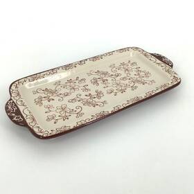Kfi-xng-818052 Temptations Floral Lace Chocolate Rectangular Platter Tray 10 Inch L X 4.75 W