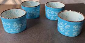 Kfi-xng-818056 Temptations Temp-tations By Tara Ramekins Blue Floral Lace Set Of 4