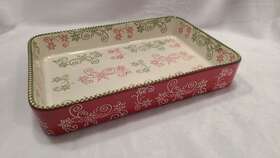 Kfi-xng-905535 Temptations By Tara Red Floral Lace Holiday 1 Quart Baker Casserole Dish 7x10