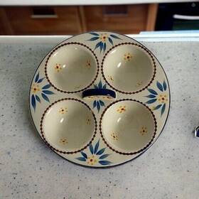 Kfi-xng-905538 Temptations By Tara Old World Blue 4 Section Condiment Dip Tray Serving Dish