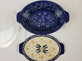 Kfi-xng-921165 Temptations Temp-tations Old World Blue Basketweave 1 Quart Lidded Baking Dish Serving