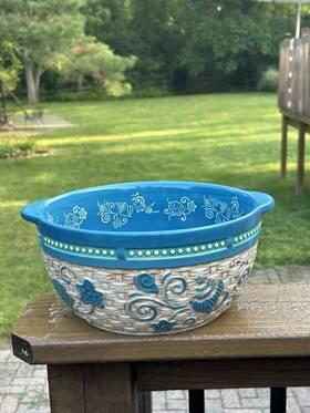 Bowl-teal-kfi-xng-952336 Temptations Kfi-xng-952336 3 Quart Temp-tations Floral Lace Weave 10 Inch Round Serving