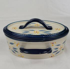 Kfi-xng-952436 Temptations Temp-tations Old World Blue 16 Oz Two Handled Lidded Baking Dish Serving