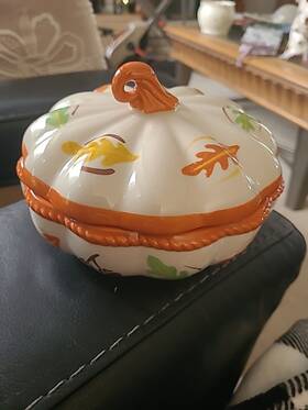 Kfi-xng-973353 Temptations By Tara Old World Autumn Harvest Pumpkin Candy Dish Bowl And Lid 16 Oz