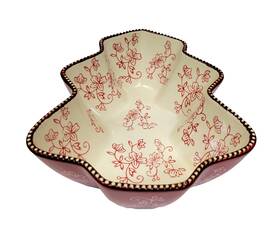 Kfi-xng-tt000530 Temptations Floral Lace Red Tree Shape Casserole Baking Dish 1.5 Quart 10 Inch