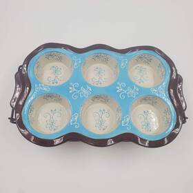 Kfi-xng-tt000582 Temptations By Tara Light Blue Floral Lace 6 Cupcake Muffin Pan And Metal Stand