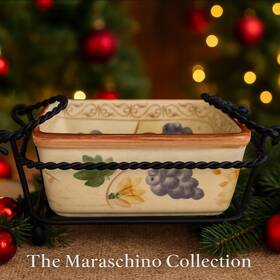 Lm1125av03 Temptations By Tara 1 Quart Casserole Dish With Wire Rack Floral Stoneware Bakeware