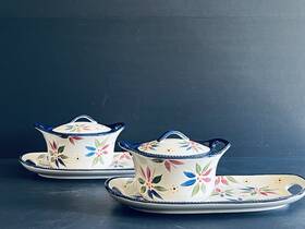 O250766 Temptations Temp-tations Old World By Tara Hand-painted 6 Piece Lidded Bowls And Platter Set