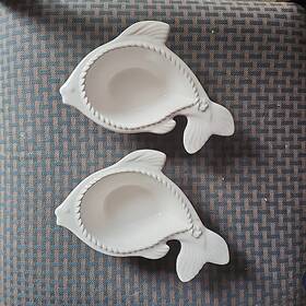 P0015bt065 Temptations Temp-tations Tara 2 Nautical Ramekins Fish Shape Bowls 8oz Kitchenware White