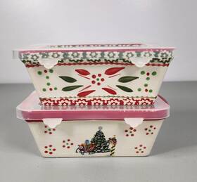 Pp-hld-940051 Temptations Holiday Mini Loaf Pans Set Of 2 With Lids 12oz Red White Green