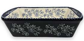 Ppp-hdl-299994 Temptations Temp-tations By Tara 1.75 Quart Baker Loaf Bread Pan Blue Floral Lace Ovenware