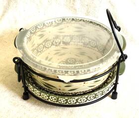 Ppp-hf-771661 Temptations Temp-tations Old World Green Ceramic 8 Inch Round Baker With Lid-it Stand And Cover