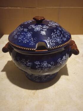 Ppp-hf-800472 Temptations By Tara Colbalt Blue Floral Lace 3 Quart Soup Tureen And Lid No Ladle