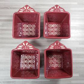Ppp-hf-im00305 Temptations 4-temptations Ovenware By Tara Carved Old World 10 Oz. Ramekins Cranberry Red