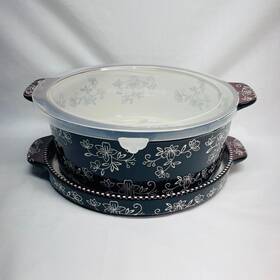 Ppp-hld-847503 Temptations 3 Pc Casserole Set Tara Floral Design Hand Painted-crafted 9 Inch Dx3.5 H