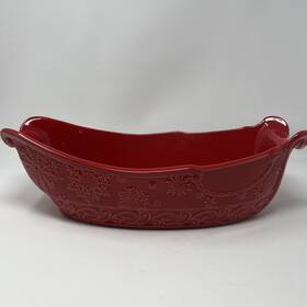 Ppp-hld-tt000899 Temptations Temp-tations By Tara Red Santa Sleigh Baking/serving Dish Rare Holiday Ceramic