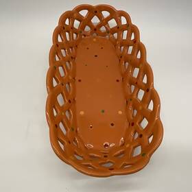 Ppp-jn-785897 Temptations Bread Basket Orange With Polka Dots By Tara