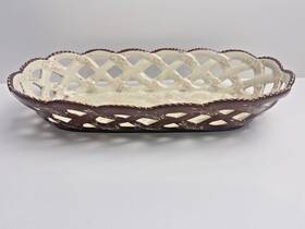 Ppp-jn-788999 Temptations Temp-tations Floral Lace Brown Lattice Ceramic Bread Basket