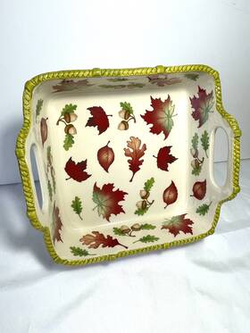 Ppp-ld-300002 Temptations By Tara Square 8x8 1.5 Quart Casserole Fall Harvest Leaves