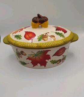 Ppp-ld-301394 Temptations By Tara Fall Harvest 16 Oz. Stoneware Bowl With Lid Euc