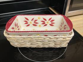 Ppp-sq-173449 Temptations 1.75 Quart Ovenware Baking Loaf Pan Red Old World With Basket
