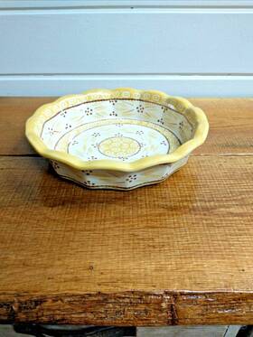 Ppp-sq-722881 Temptations Temp-tations Deep Dish 9 Inch Pie Plate Yellow Old World Ovenware Bakeware