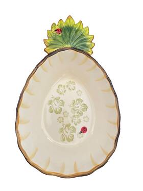 Ppp-sq-791066 Temptations Temp-tations 1.5 Quart Copa Pineapple Ladybug Oven Safe Dish Handpainted